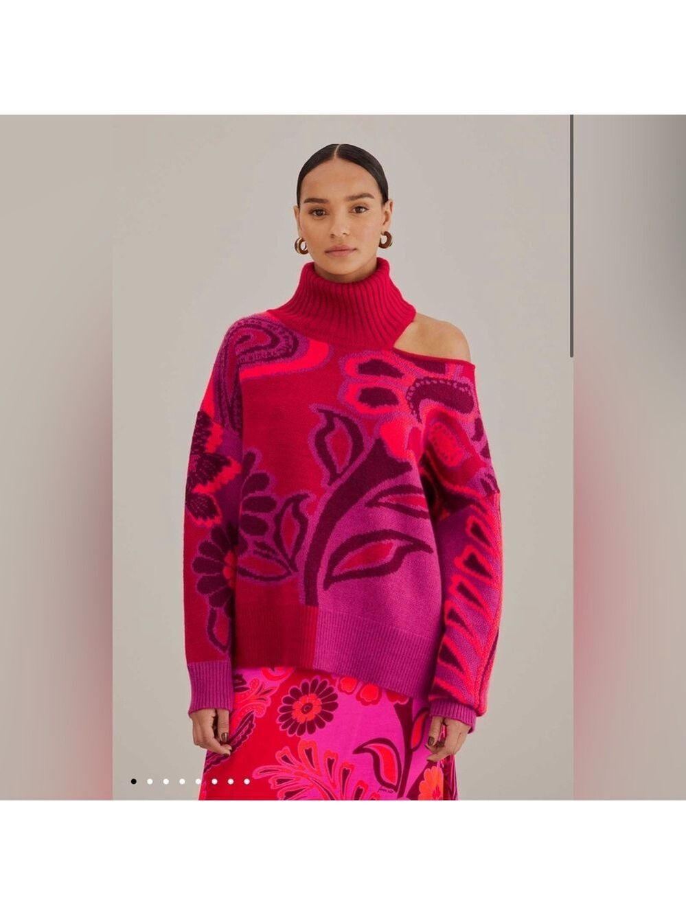 Farm Rio Pink Bold Floral Knit Sweater